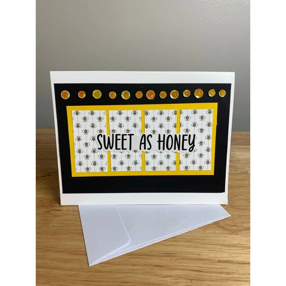 Bee & Honey Greeting Card - Handmade A2 Card – All Occasion Blank Card